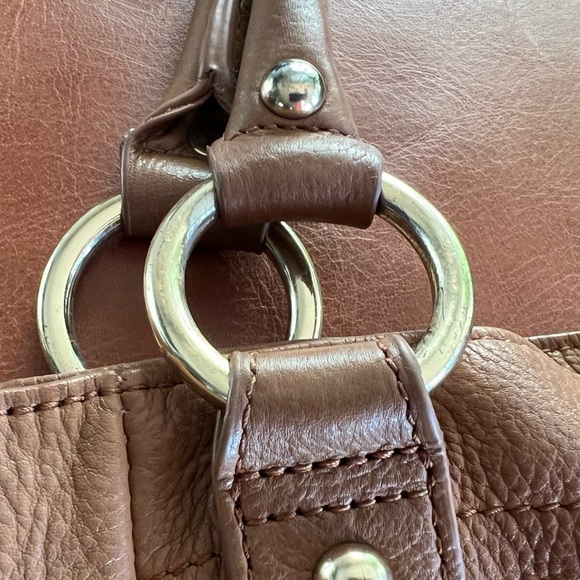 Vintage Italian Tan Pebble Leather Shoulder Bag Mila Paoli Gold-tone hardware - Picture 4 of 13